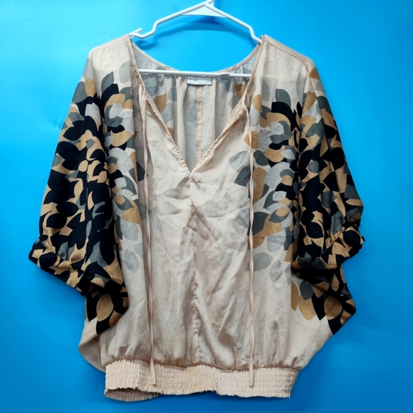 New York & Company Tops - New York & Company Beige Textured Blouse